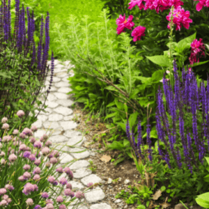 landscaping companies st catharines - Ways to Save Money on Landscaping Projects - a pathway flanked by beds of perennials in full bloom